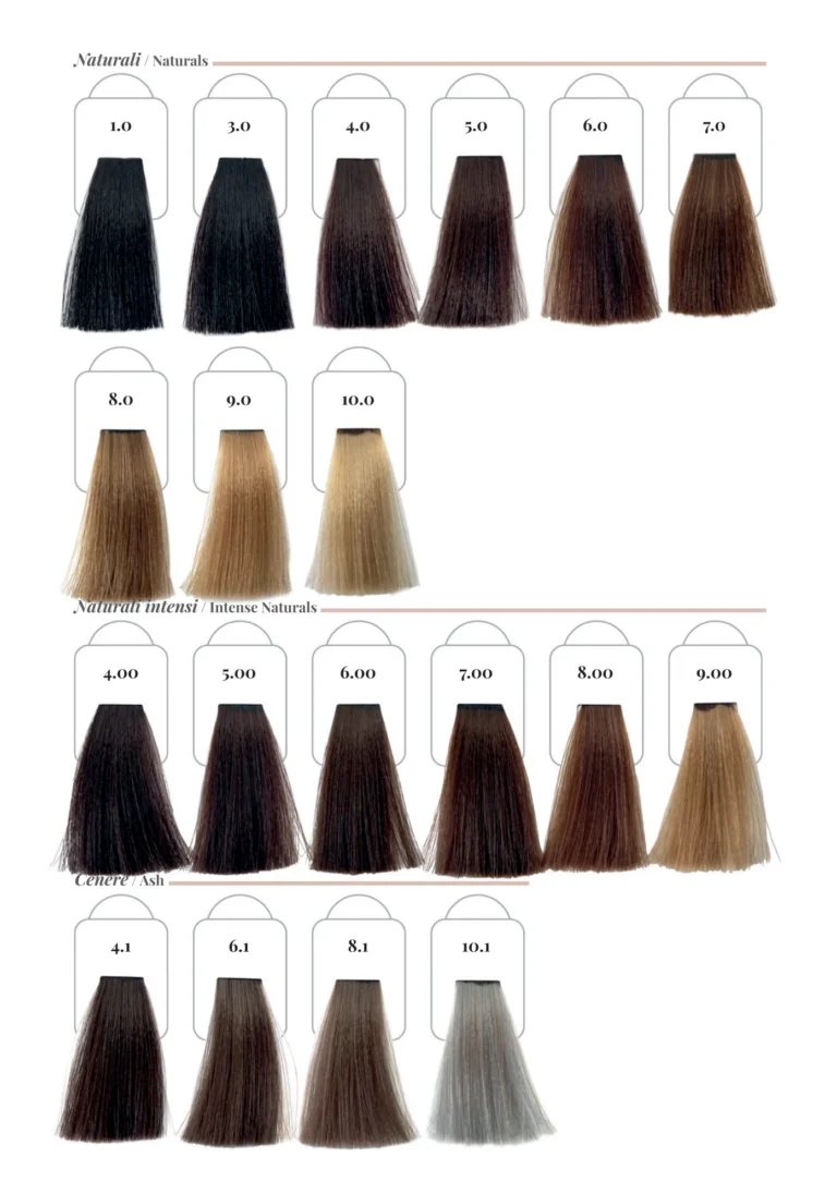 Emsibeth Chroma Key Authentic Farbkarte Teil 1: Naturtöne 1.0–10.0, Naturali intensi 4.00–9.00 und Aschtöne